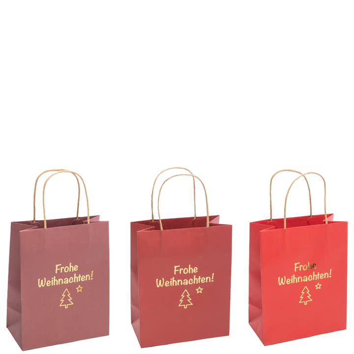 Papirpose Xmas, 3 farver, L14cm, H13,5cm, Rød for engroshandel hos Vosteen