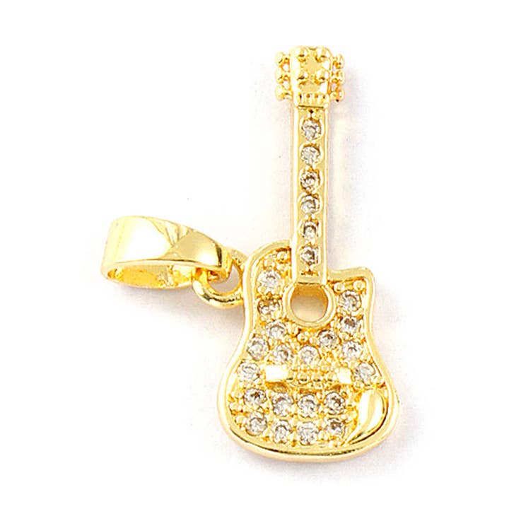 Micro Pave Guitar Charm/Pendant for wholesale by LolaClaire Jewelry