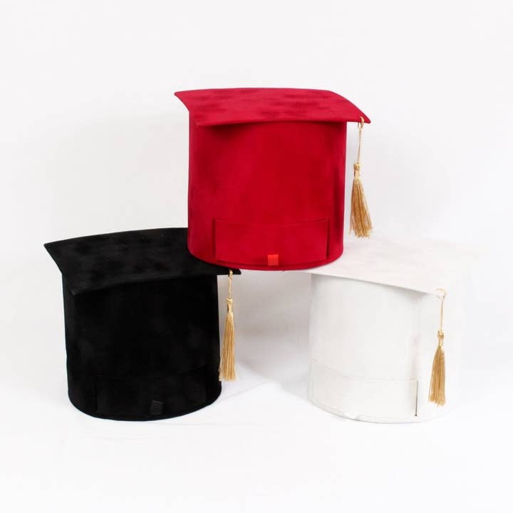 Caja de regalo redonda para flores de graduación con cajón y acabado en terciopelo para venta al por mayor de Elegant Design Supply