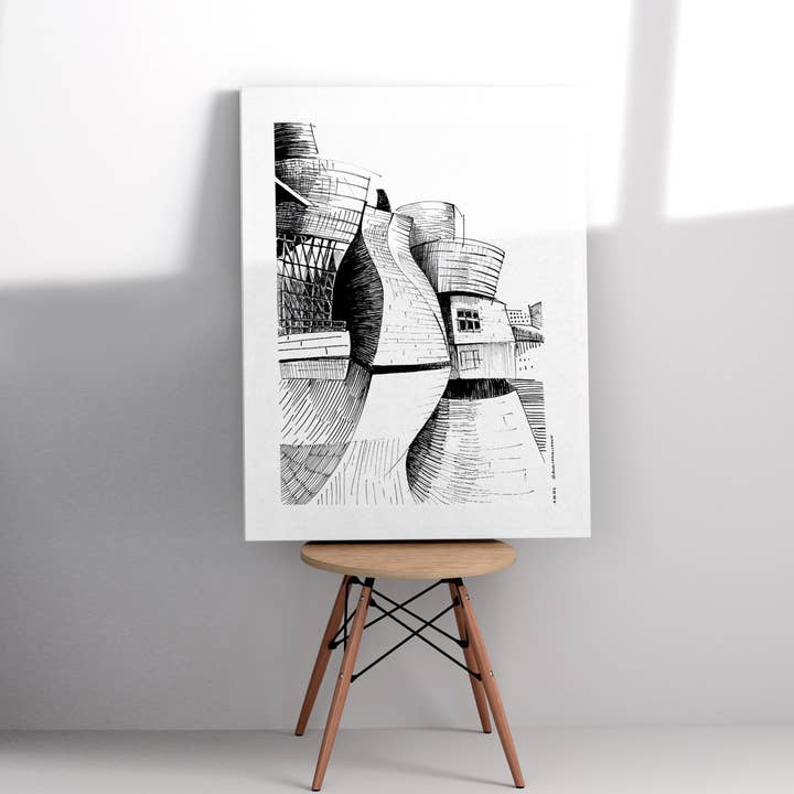 Das Guggenheim Bilbao, Moderne Architektur Wandkunst: Leinwanddruck für den Großhandel von Creations Awol