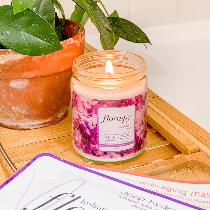 Florapy Beauty - Vente Bougie en bocal - Bougie d'aromathérapie Amour de soi
