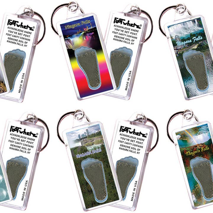 Niagara Falls FootWhere® Souvenir Keychain. 72 pieces/ 6 assorted styles. for wholesale by FootWhere- USA Group, Inc.