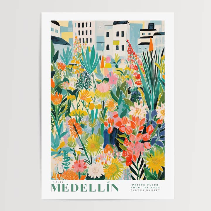 Póster del mercado de flores de Medellín para venta al por mayor de Enchanted Sights