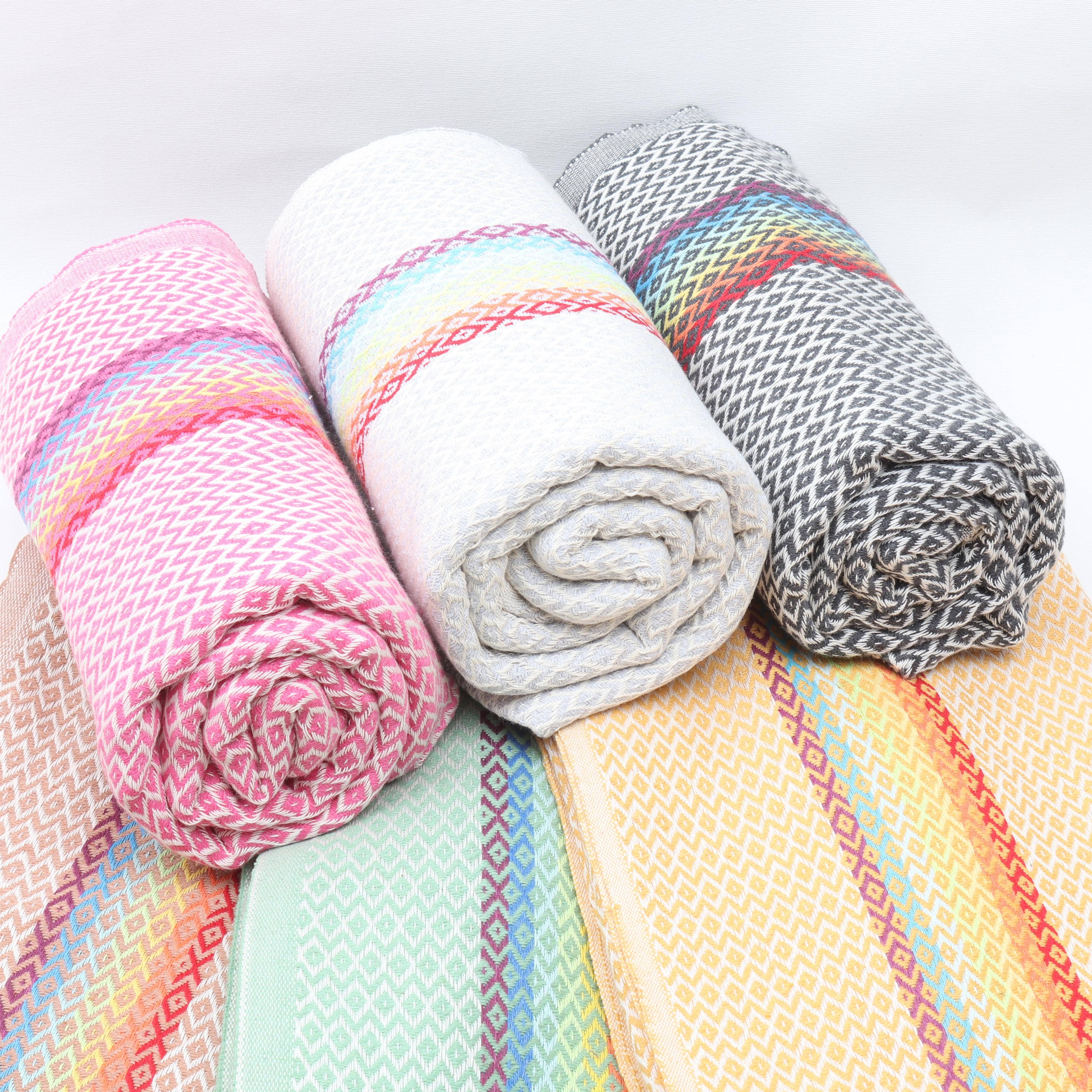 Anatolia Loom - Wholesale Beach Towel - Woven Turkish Cotton Towel with Rainbow Ethnic Detail12