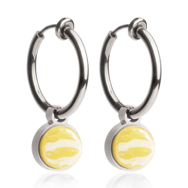 Mix&Match earclips with pendant • silver/lemon yellow •18mm for wholesale by ALEXASCHA