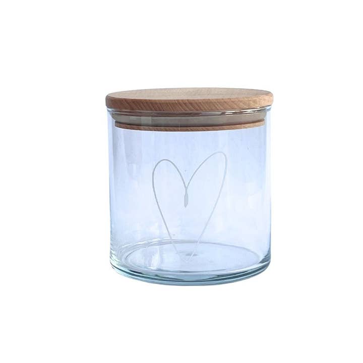 Tarro de cristal en forma de corazón con tapa de madera para venta al por mayor de Wunderle GmbH