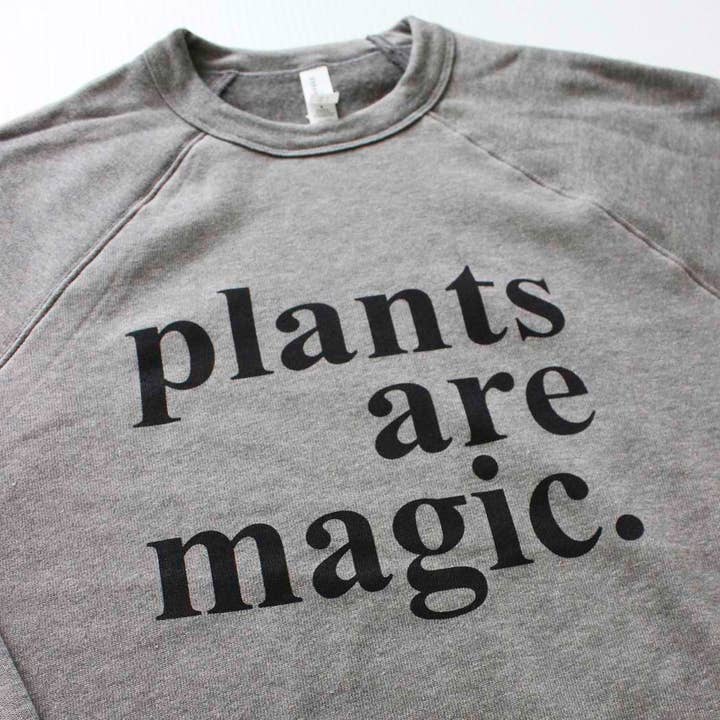 Yonder Studios - Wholesale Graphic Sweatshirt - Unisex - Plants are Magic Sweatshirt on Deep Heather Grey