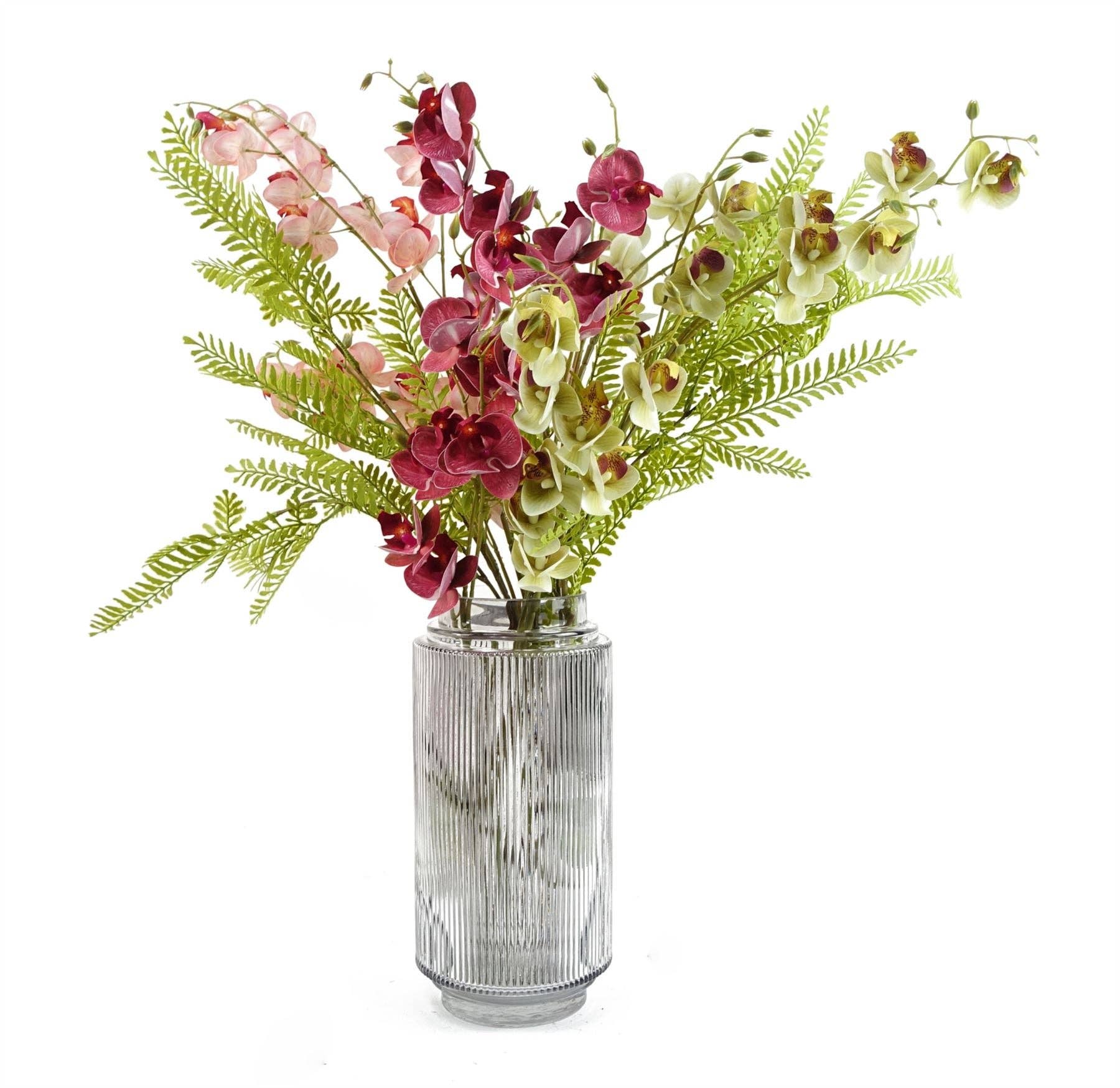 Leaf Design UK LTD - Wholesale Artificial Flowers - Pack 6x Artificial Flowers Dark Pink Mini Orchid Stem 80cm1