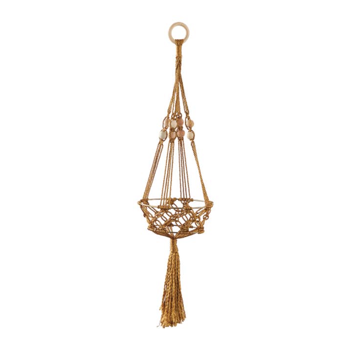 A-89635: MACRAME TRÆHÆNGEPLANTER 8"B, 29"H for engroshandel hos Import Corner