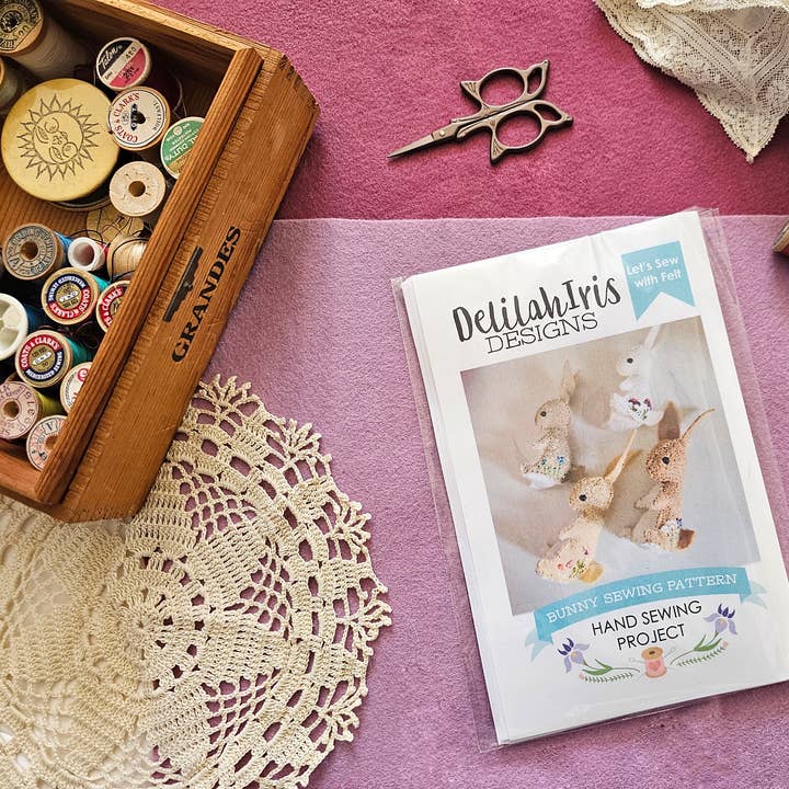 Embroidered Felt Bunnies Sewing Pattern for wholesale by DelilahIris Designs