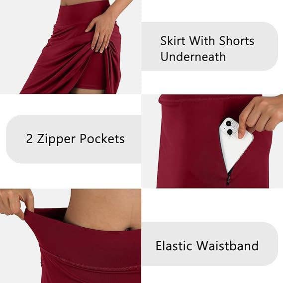 Suhkasana – wholesale Kjol - Dam – Damers högmidjade A-linjekjol med fickor – Ledig sportkjol28