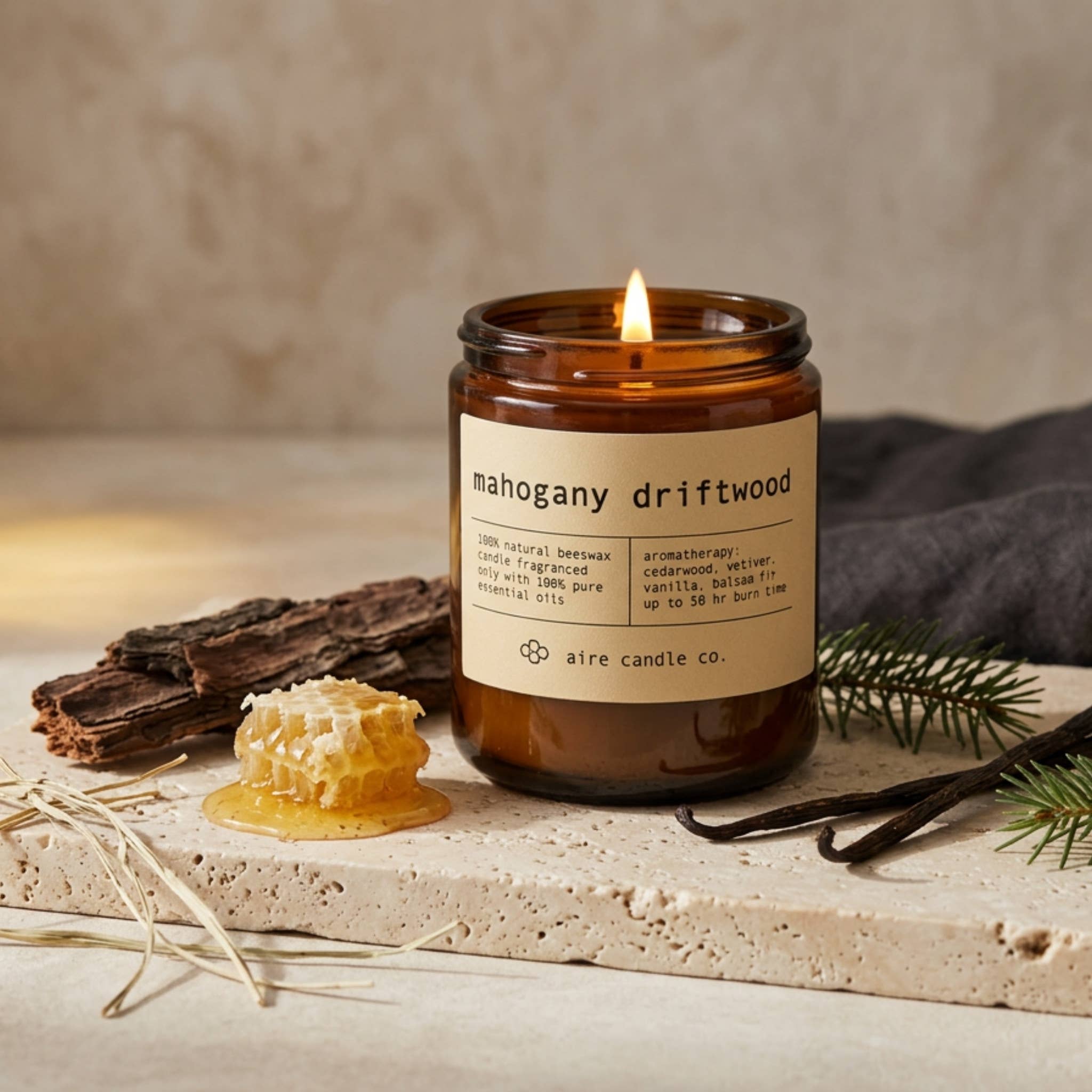 aire candle co. - Wholesale Jar/Filled Candle - mahogany driftwood beeswax candle2