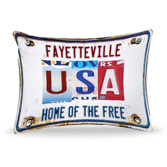 Coussin - Plaque d'immatriculation des États-Unis d'origine (nom déposé) pour la vente par Mariasch Studios