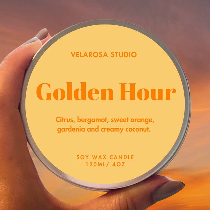 Golden Hour Aromatic Soy Candle for wholesale by Velarosa Studio LLC