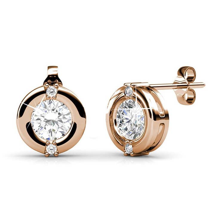 Cate & Chloe Jewelry - Vendita all'ingrosso Orecchini a bottone - Zara «Radiant» Orecchini a lobo Swarovski placcati oro bianco 18 carati