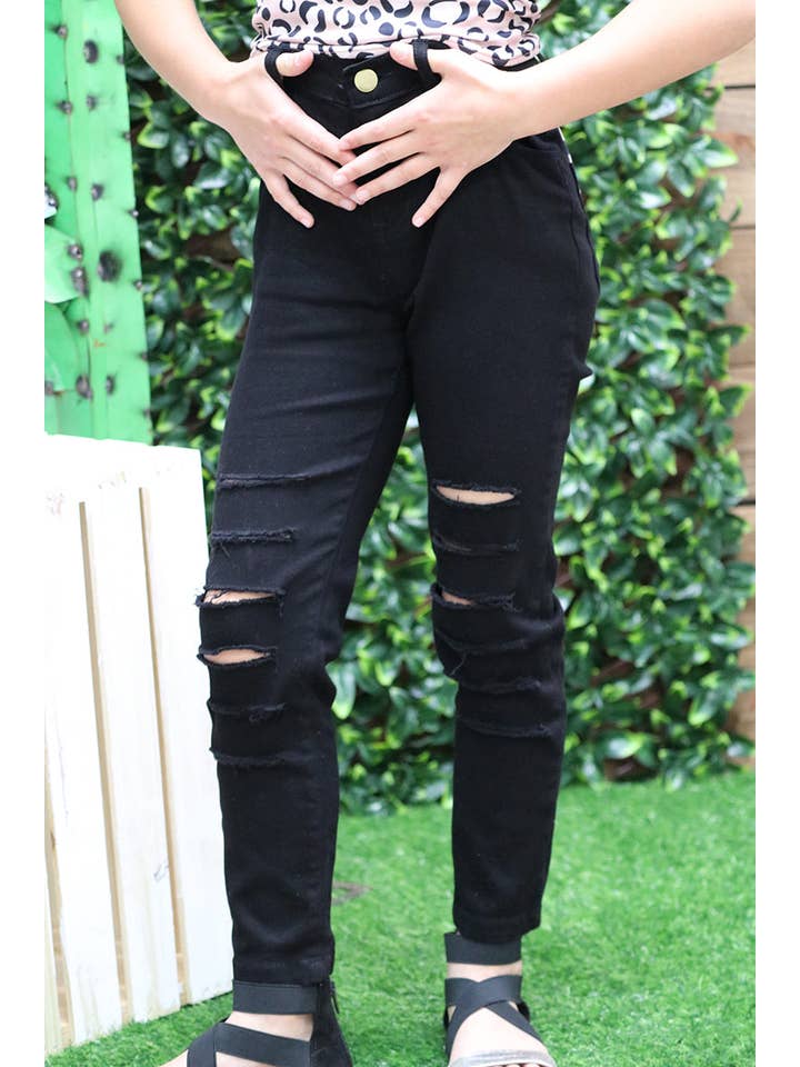 Kids Charm Online - Wholesale Jeans - Kids - Black ripped skinny jeans. PNG25133063 amy1