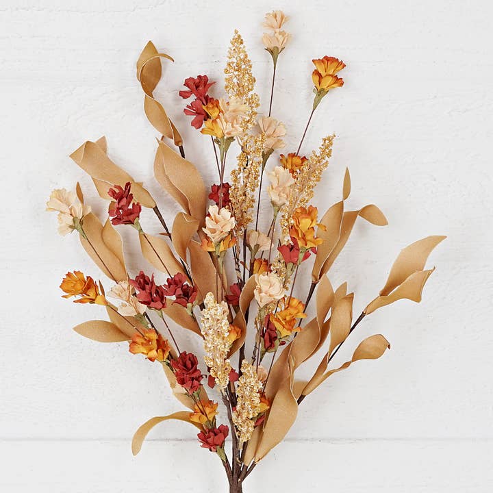 Impressive Enterprises, Inc. - Wholesale Artificial Flowers - 31618-18in Bush-Cluster wild flowers with leaves and heather1