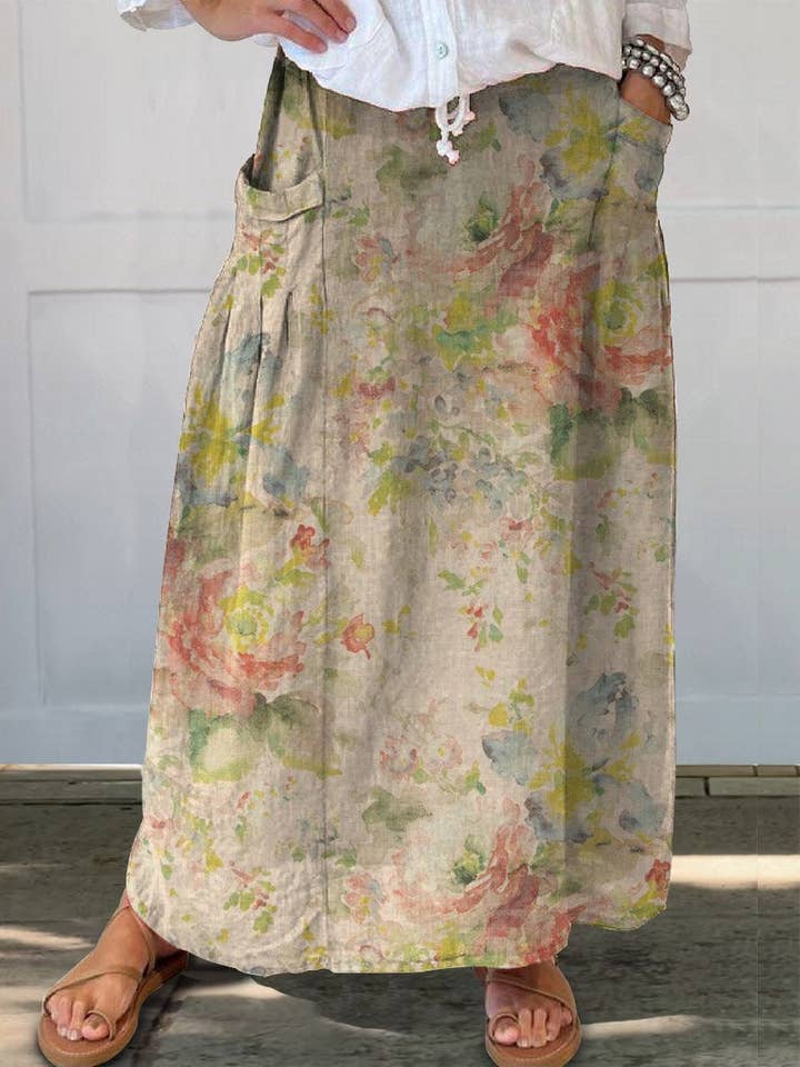 Chicto - Wholesale Skirt - Women's - Women's Printed Vintage Skirt4