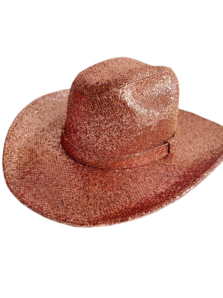 Chapeau Western Cowboy à paillettes - Or rose pour la vente par Wilder and Soul Wholesale Hats