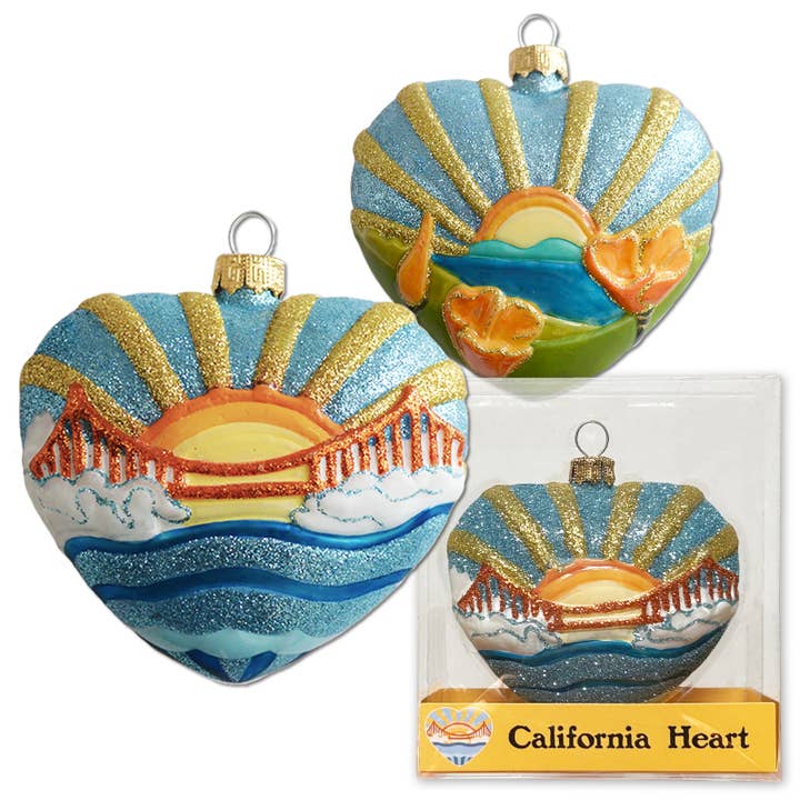 California Heart Glass Mold Ornament for wholesale by SF Mercantile