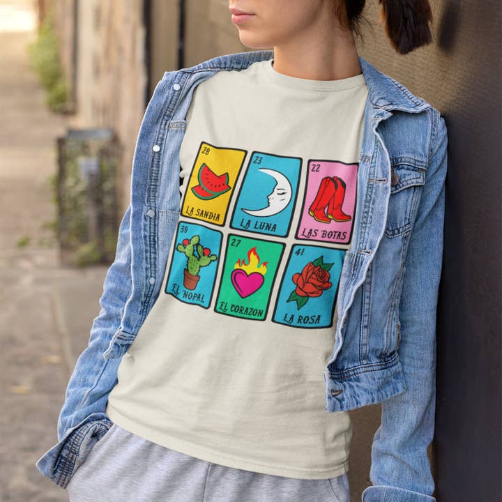 Las Changuis Tianguis - Wholesale Screen Printed T-Shirt - Unisex - Loteria Tee