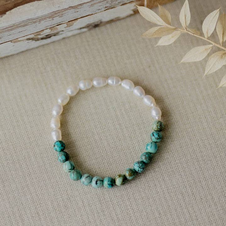 naya bracelet-white pearl/turquoise for wholesale by Wild Abandon Jewelry