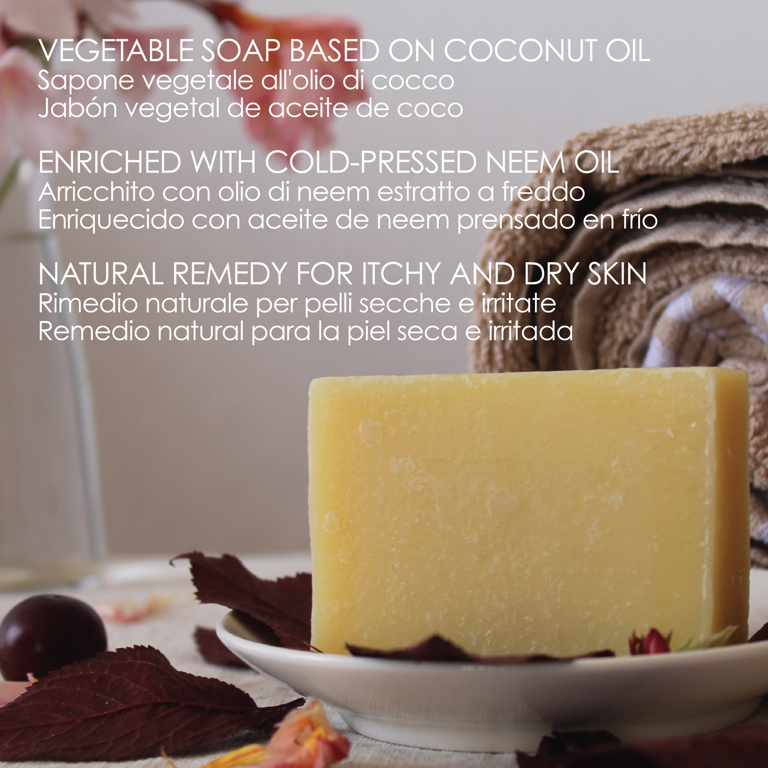 Herborea srl – sabonete sólido por atacado – Sabonete de óleo de neem - 100 g2