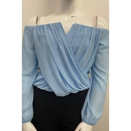 Curve Market - Wholesale Blouse - Women's - PLUS SIZE CHIFFON OFF THE SHOULDER SURPLICE TOP10