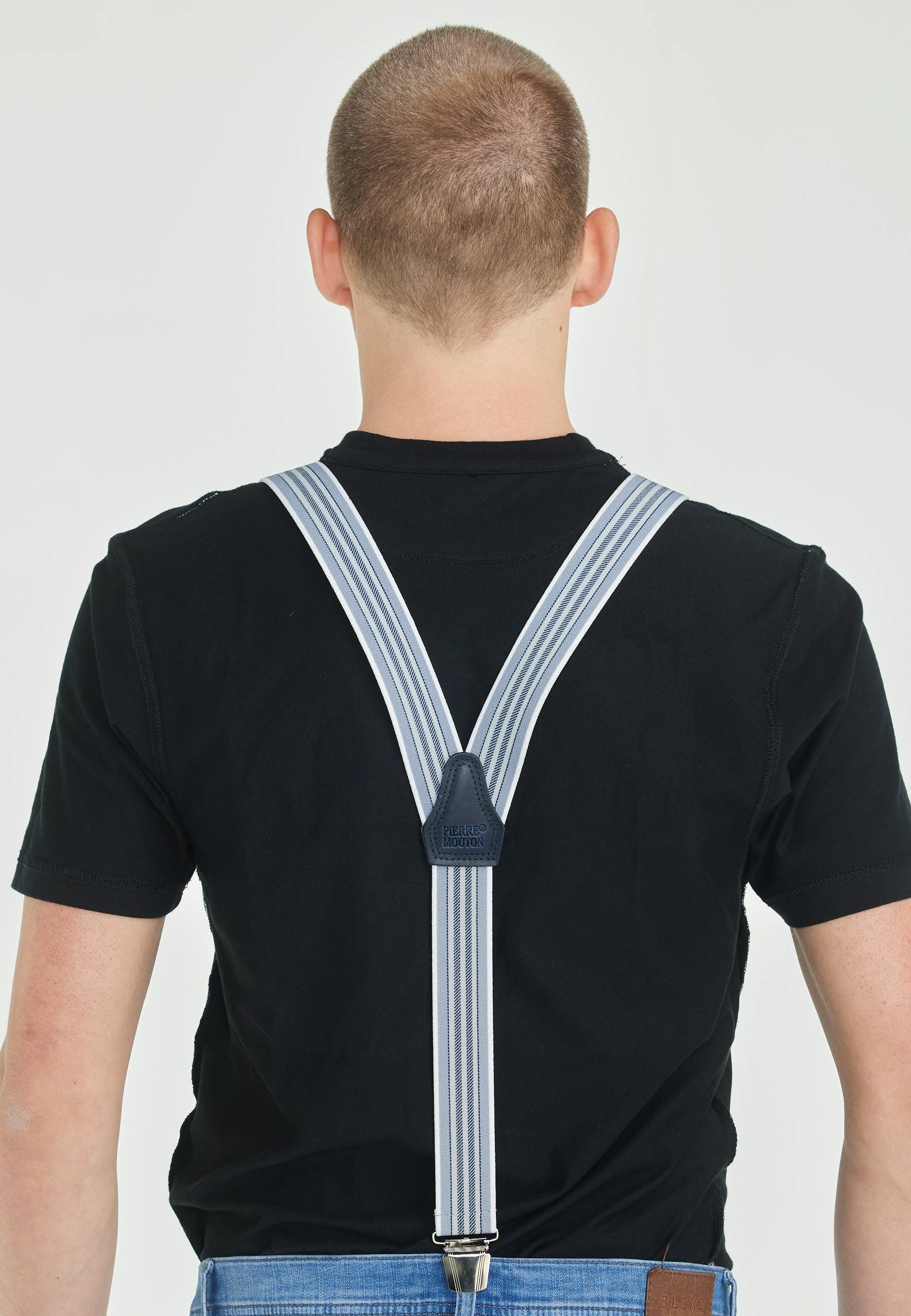 Pierre Mouton - Wholesale Belt - Unisex - Fecamp Blue Brace 3 clips/120 cm | Handmade2
