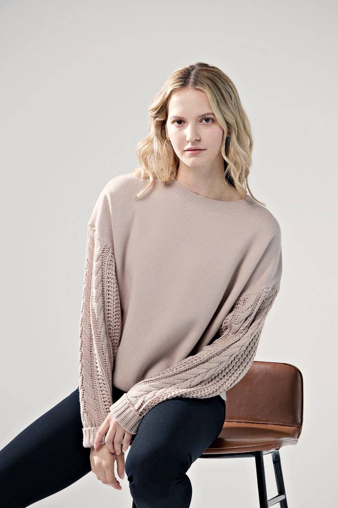 noflik – wholesale Knitted jumper – Women′s – INT1031 Cable Slve Sweater- 6pcs Pack $5.75/unit (72%OFF)10
