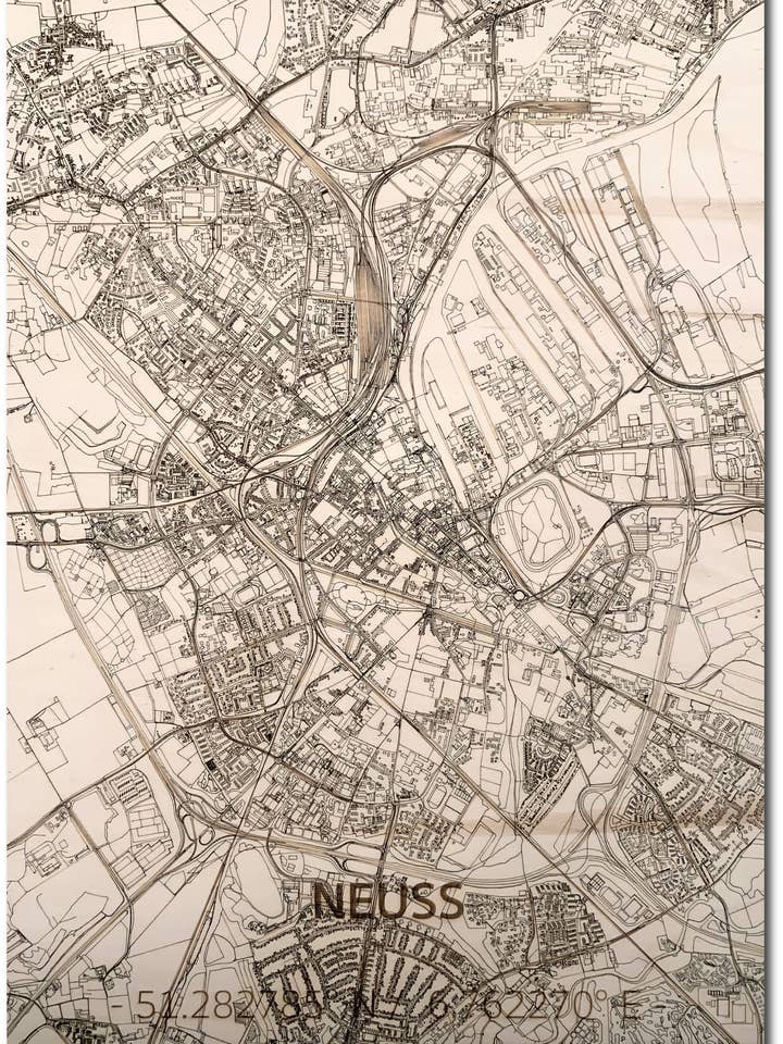 HOUTEN WANDDECORATIE Neuss STADKAART voor wholesale door Brandthout.