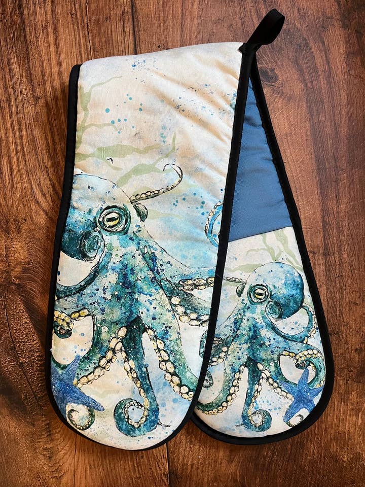 Gant de Four Poulpe Bleu pour la vente par Dollyhotdogs