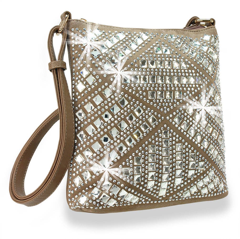 Handbag Express - Vente Sac à bandoulière – femme - Sac bandoulière à motif géométrique en strass3