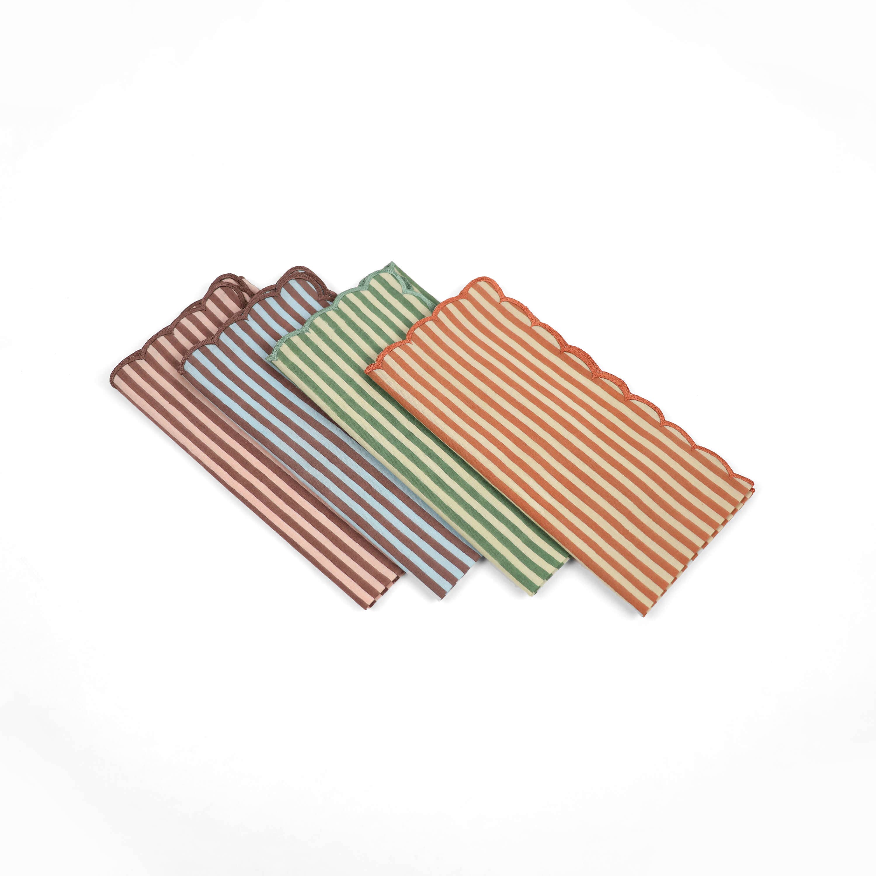 Craft Boat - Wholesale Dinerservet - Groen linnen servet met blokprint en geschulpte rand2