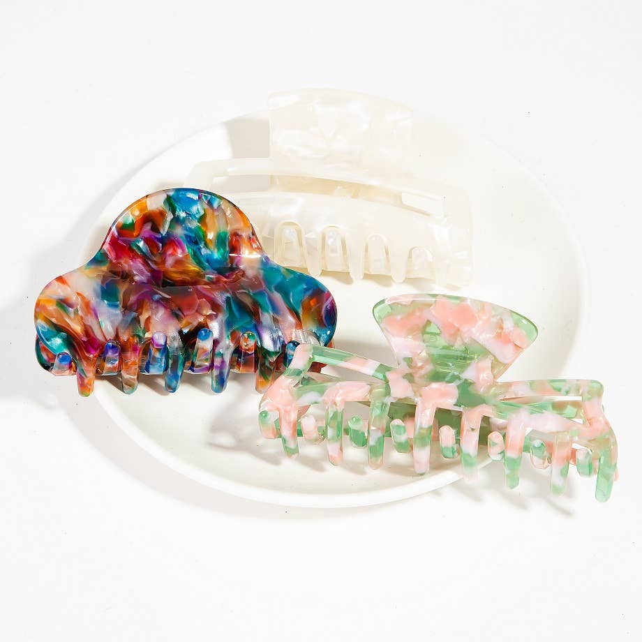 Collections by Fame Accessories - Vendita all'ingrosso Fermaglio per capelli - Donna - Set di artigli per capelli in acetato misto 3pc1