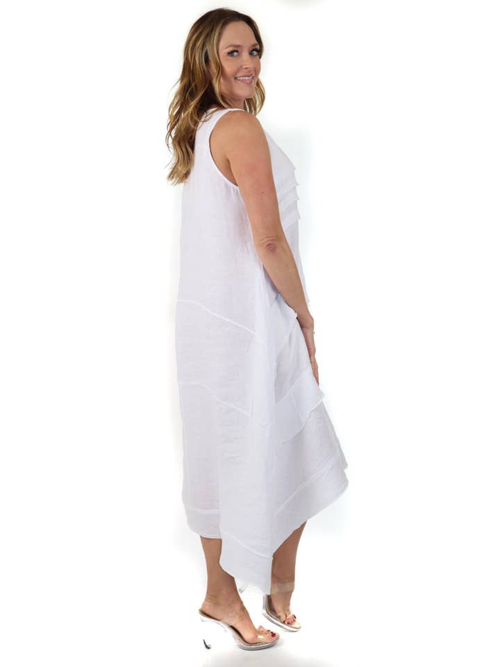 LINEN AND GAUZE - Wholesale Dress – Women's - Layered and Artsy, pure linen Asymmetrical Summer dress7