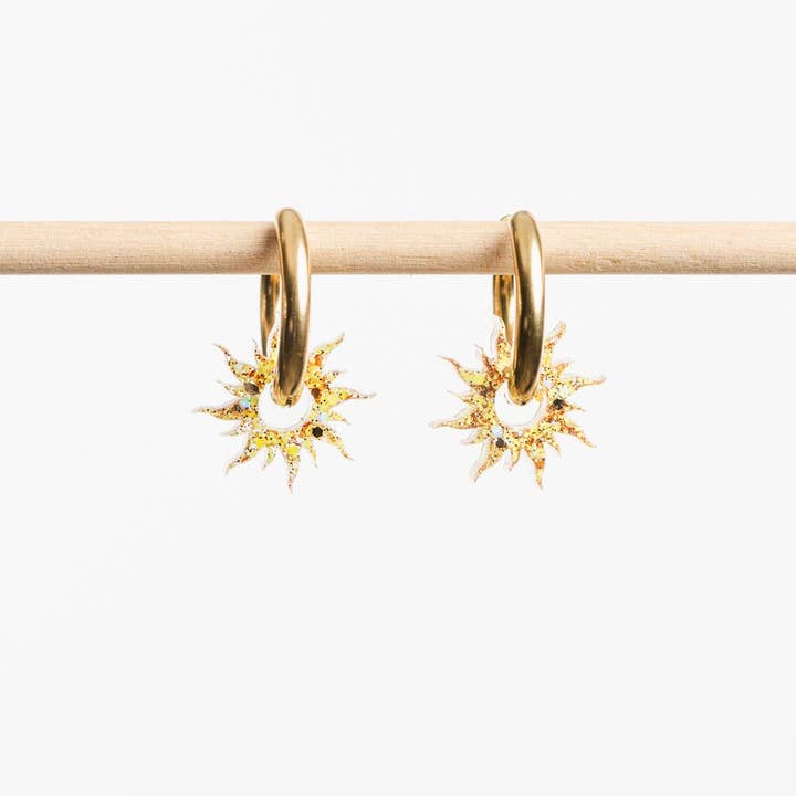 Les Nicolettes - Wholesale Hoop Earrings - Creoles Yellow Sun Champagne