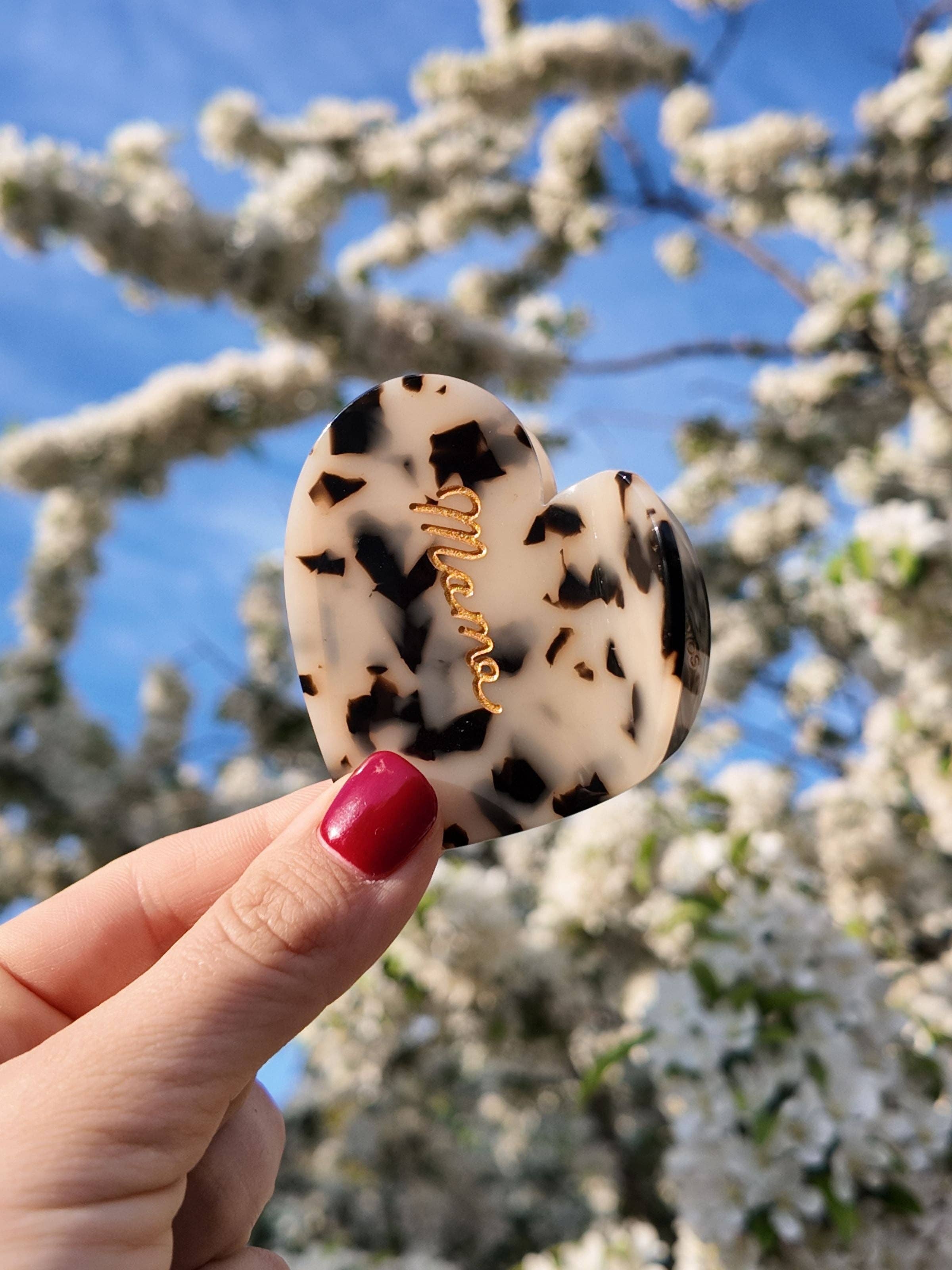 Solar Eclipse - Wholesale Haarclip - Dames - Handgeschilderde Mama Hart Acetaat Haarclip | Milieuvriendelijk5