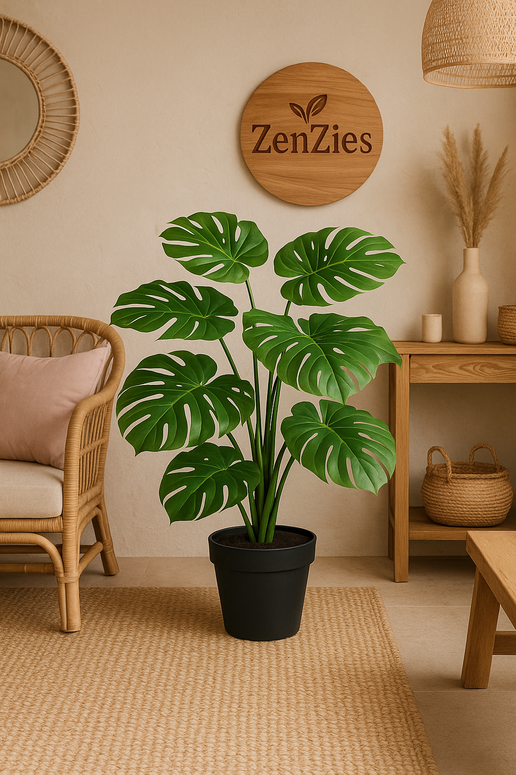 ZenZies - Vente Plantes artificielles - Plante artificielle Monstera - Plante fromagère 60 cm3