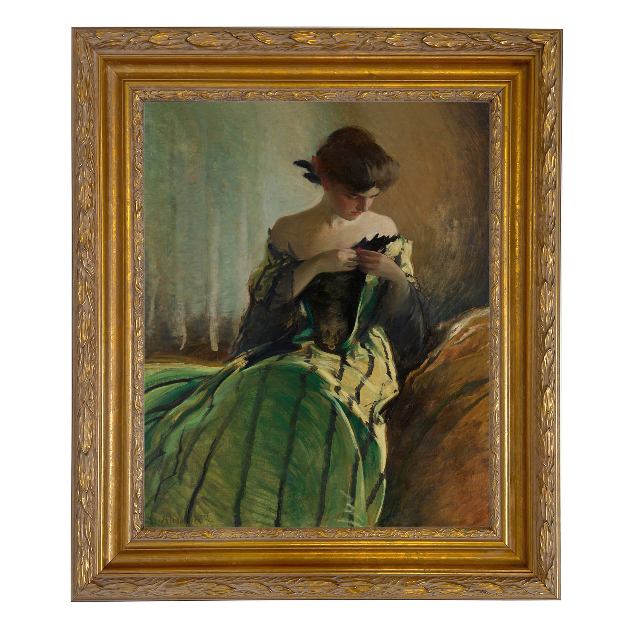 Madison Bay Co. - Historical Home Decor Reproductions - Vendita all'ingrosso Stampa artistica - Stampa su Tela Vintage di Donna in Abito Nero e Verde42