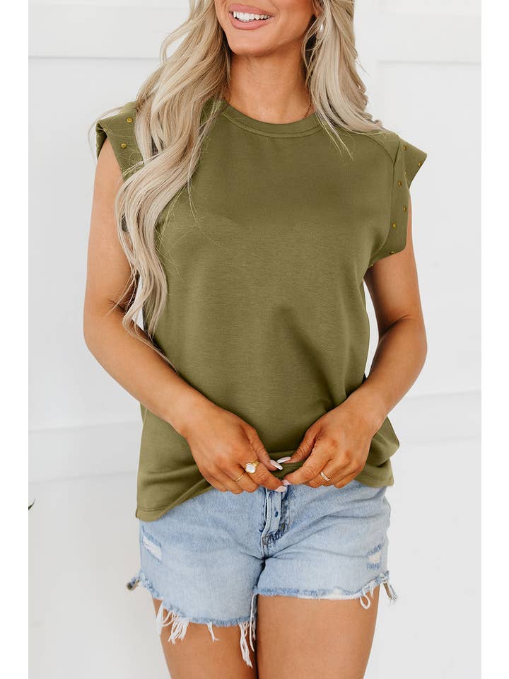 PRETTY BASH - Vendita all'ingrosso Top in maglia - Donna - Top girocollo a maniche corte con borchie