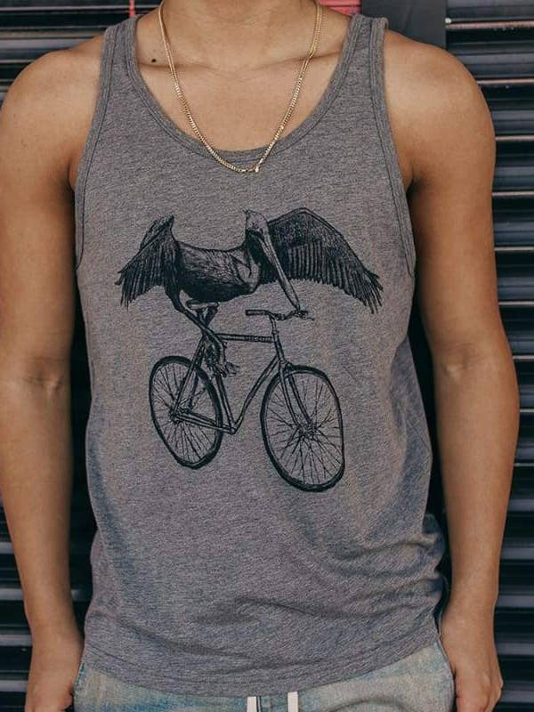 Pelikan auf einem Fahrrad Herren Tanktop für den Großhandel von Dark Cycle Clothing