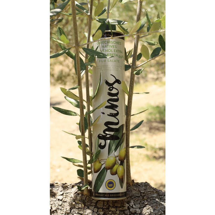 Minos – Großhandel Olivenöl – Minos natives Olivenöl extra für Salate 500ml Dose1