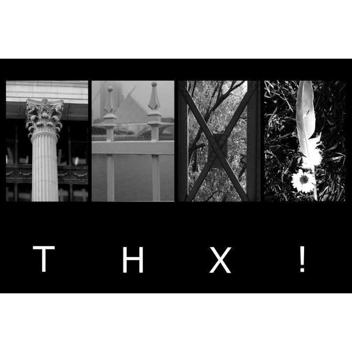 THX!_08 Carte de vœux avec photographie d'alphabet pour la vente par PhotoWord Art