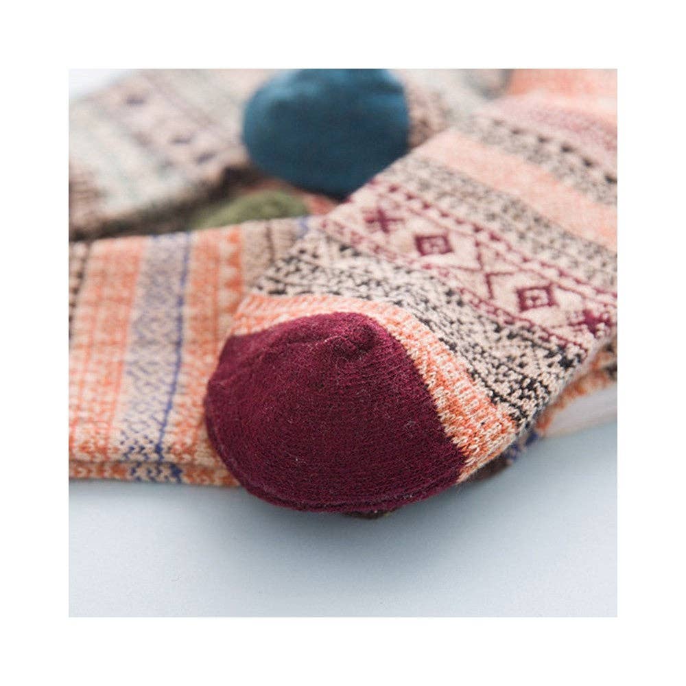 Plush Looks - Vendita all'ingrosso Calzini - Donna - Calzini caldi in lana spessa in stile etnico retrò4