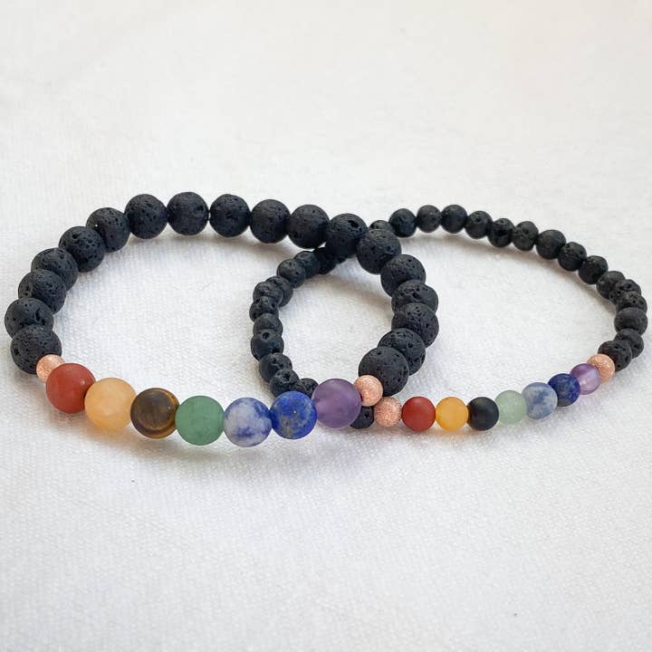 MATTE CHAKRA BRACELET - BLACK for wholesale by Luci and Lola