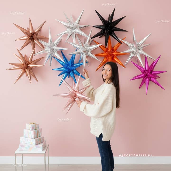 Zoey Christina - Wholesale Balloon - Starburst Foil Balloon – 19" 3D Hanging Star | Air-Fill Only11
