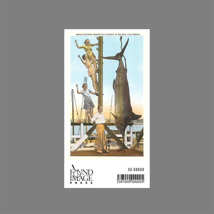 Found Image Press - Wholesale Sticker - Sticker CA-87 Hanging Swordfish, Balboa, California1