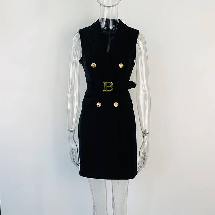 Productseeker - Wholesale Dress - Women's - DR008Y Fushcia Sleeveless Tie-Waist Suit Dress