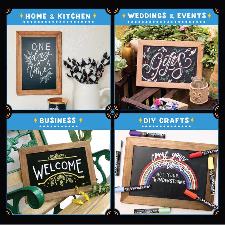 VersaChalk - Wholesale Chalkboard - Rustic Wood Framed Chalkboard 10"x14 + Fine Tip White Marker9